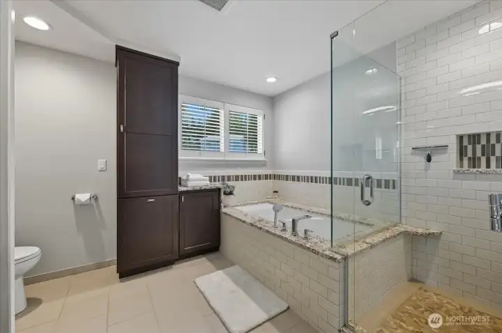 Spacious five-piece primary bedroom ensuite