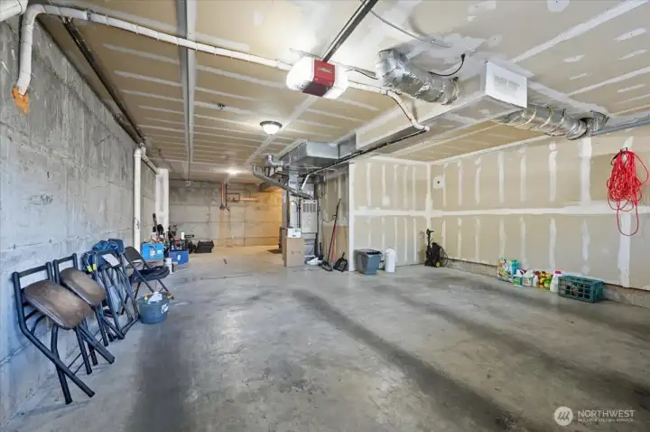 Three-car tandem garage with ample storage