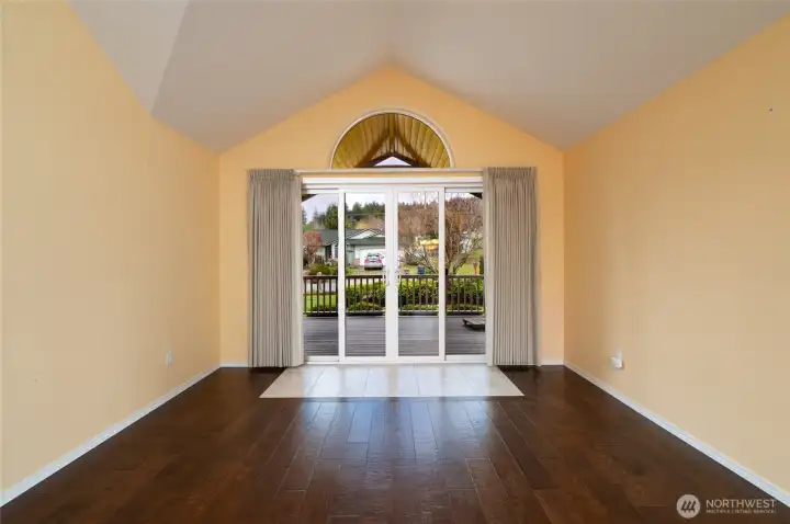 View of the living room with gorgeous engineered hardwood floors