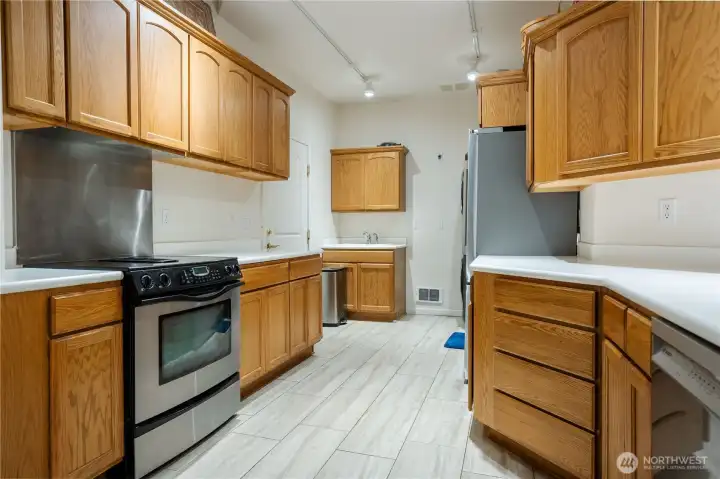 Newer stainless steel appliances.