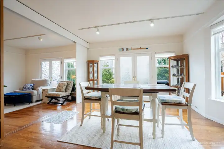 Large, sliding French doors open to the large master suite.