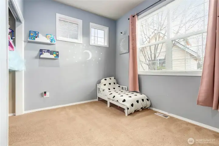 This room has recently been painted pink.