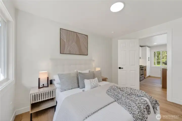 Easy access to the great room from the primary bedroom.