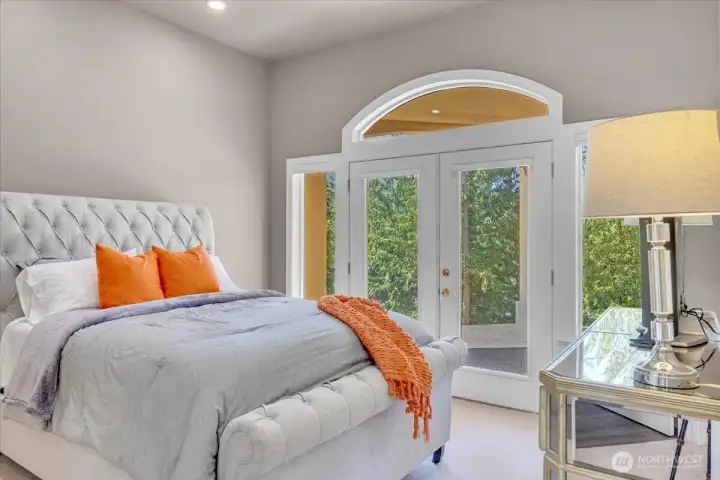 Flex Space downstairs with french doors to back,