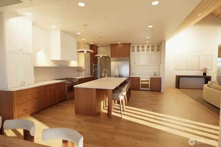 Professional Design rendering of planned kitchen.