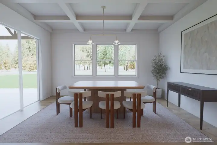 Professional Design rendering of planned dinning room.