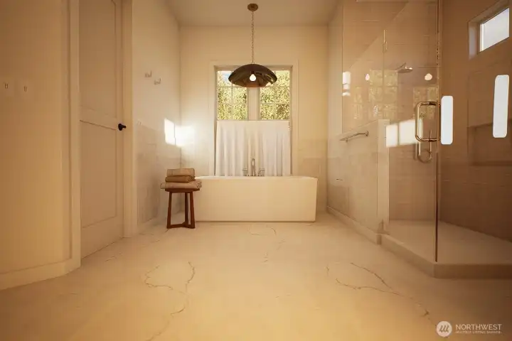 Professional Design rendering of planned primary bath.