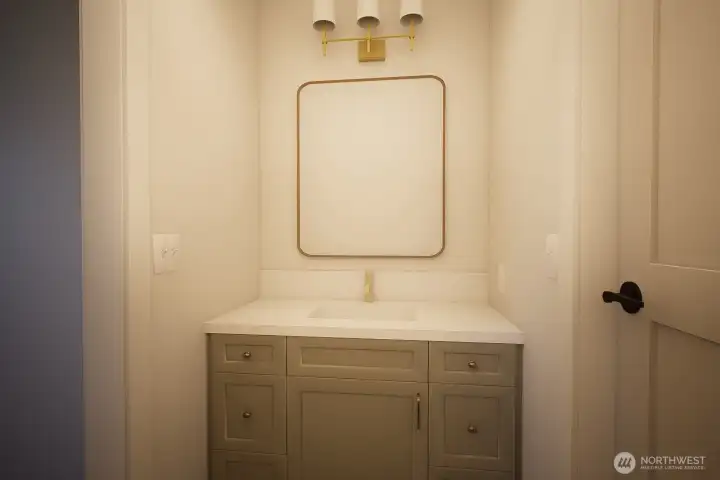 Professional Design rendering of planned jack and jill bath vanity.