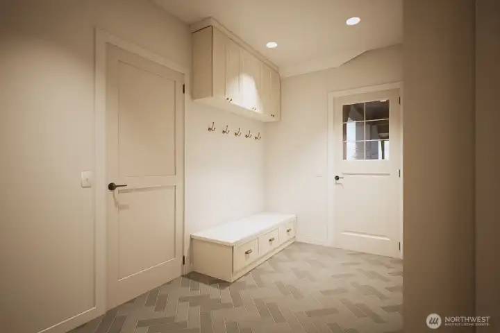 Professional Design rendering of planned mudroom.