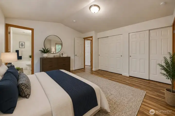 Virtual staging helps you visualize how roomy the Primary is. One whole wall is all closet with more than enough room! Virtual staging helps you visualize how roomy the Primary is. One whole wall is all closet with more than enough room!
