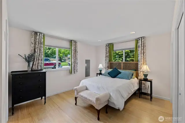 Primary Bedroom has tons of space and is bright and light.