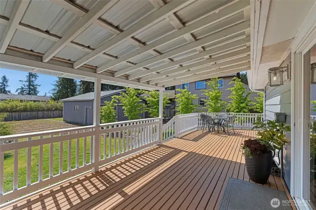 Gorgeous deck overlooking gorgeous backyard