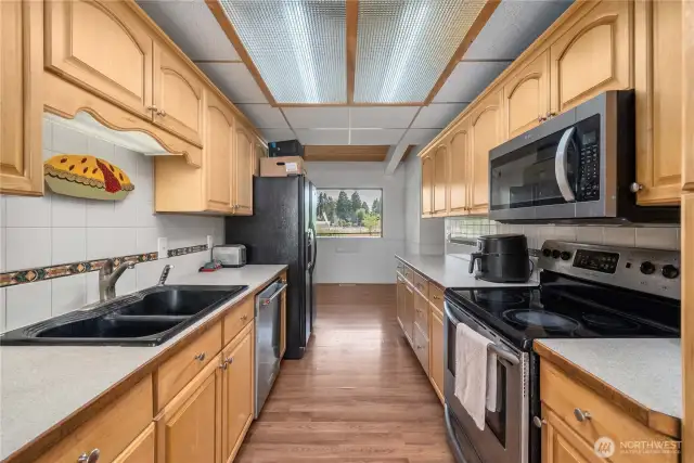 Galley kitchen with lots of counter space