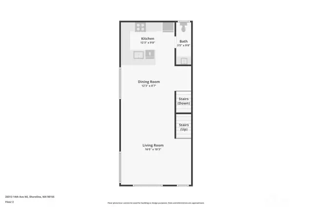 Floor plan of staged unit (20311 A) which is identical but flipped