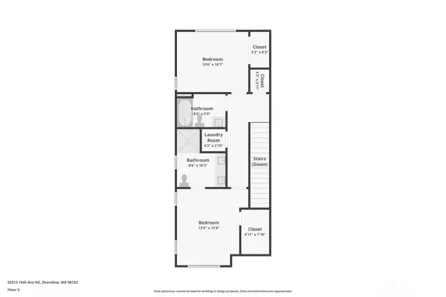 Floor plan of staged unit (20311 A) which is identical but flipped