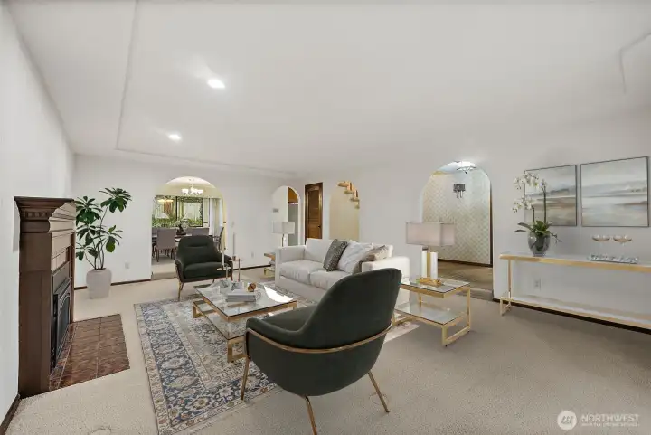 Virtually staged livingroom.