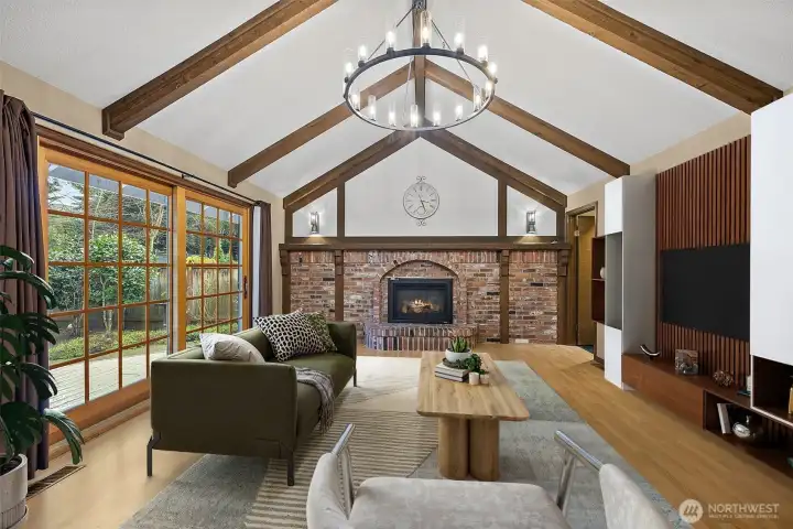 Virtually staged family room