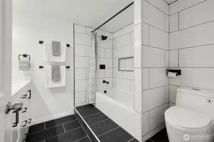 Lower level primary bathroom.