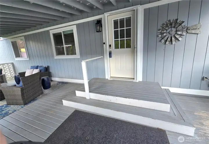 Generous front porch entry.