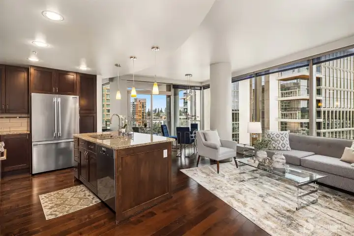 Engineered hardwoods add an anchor of warmth & beauty.