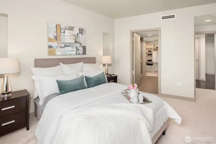 Looking toward your en-suite bath & walk-in closet.