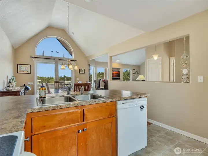 Large kitchen with eating space.