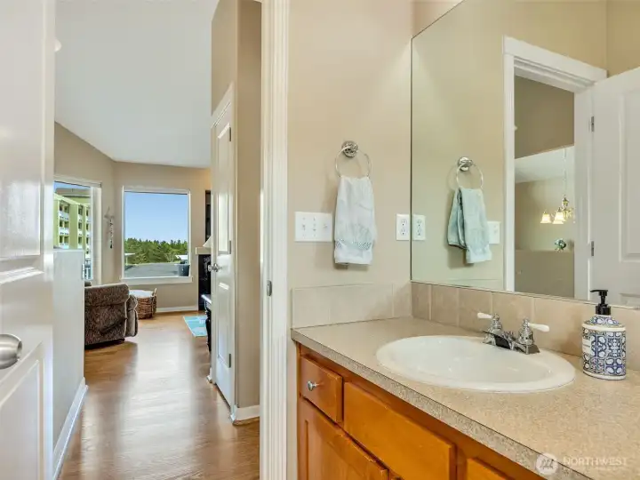 3/4 bath with shower upstairs