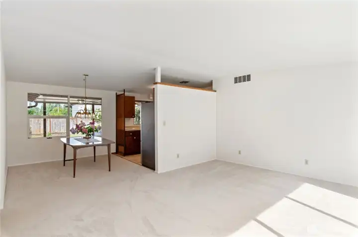 living room and dinette from front door
