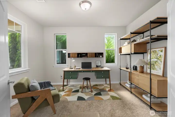 Downstairs office offers peace and solitude. Virtually staged. Downstairs office offers peace and solitude. Virtually staged.