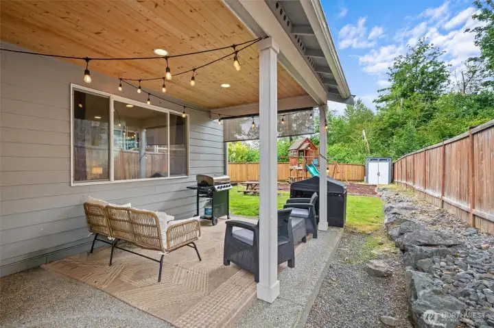 Outdoor covered living area. Outdoor covered living area.