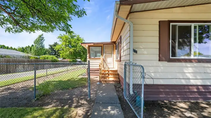 Side entrance with new steps