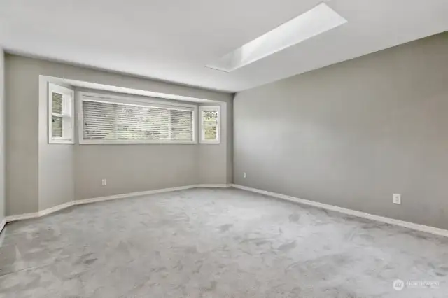 Large primary room with skylights.