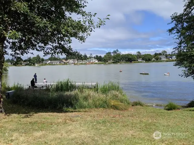 Fish, boat and kayak on Duck Lake