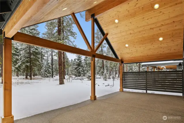 Large covered back patio with plenty of space to entertain.