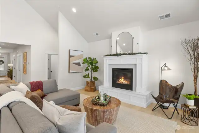 Living room with gas fireplace.