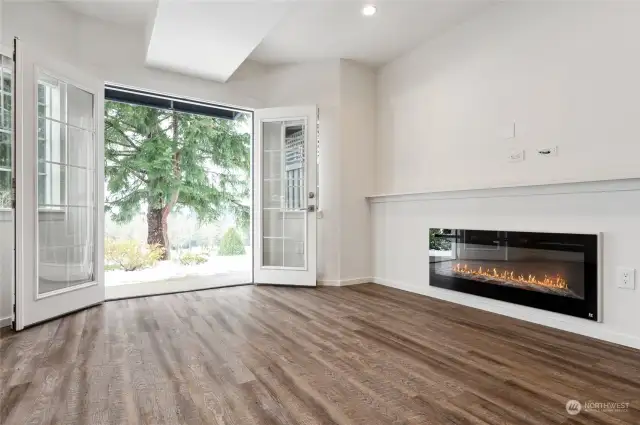 MIL on the lower level with an electric fireplace and french doors that open to it's own private patio.  There is a separate outside entrance to this area.