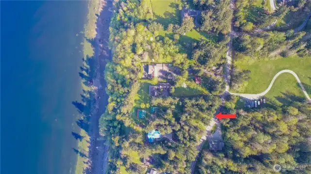 Arrow points to parcel area