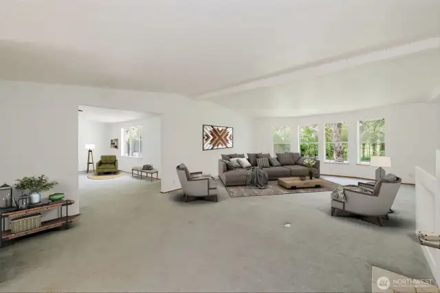 Looking back to the living room. Virtually staged.