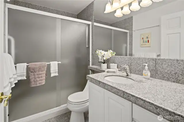 A 3/4 ensuite bathroom off the primary bedroom.