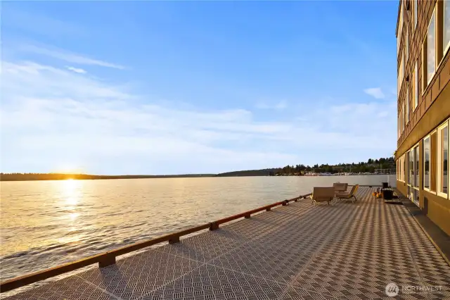 The shared dock for day-use moorage and plenty of space to rest and rejuvenate in the sun.