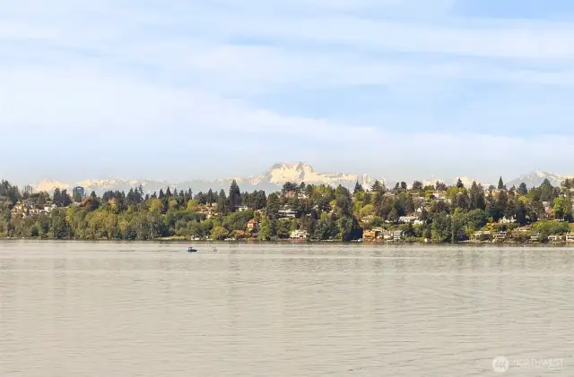 The stunning view over the Olympic range from your living room window!