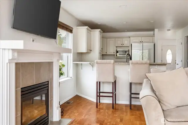 Cozy family room with a welcoming fireplace