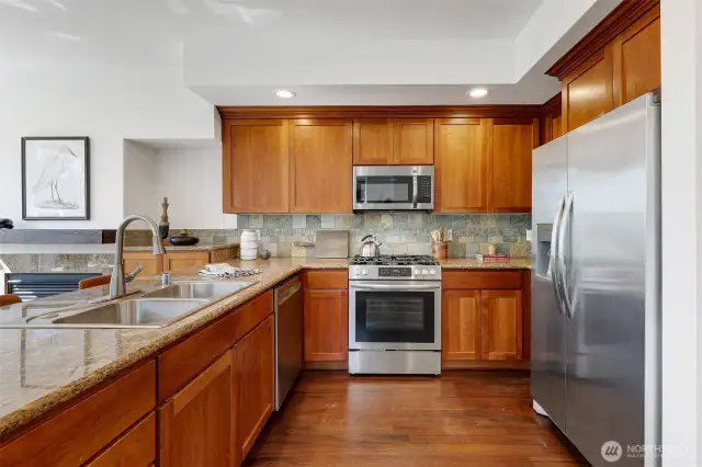 Brand new stainless steel appliances.