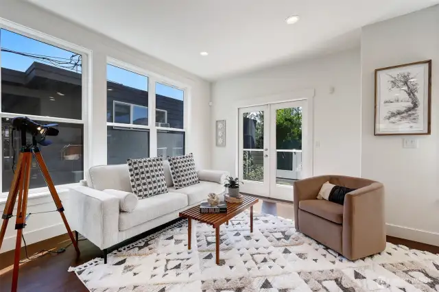 One of two French doors to upper and lower balconies and beautiful sunsets.