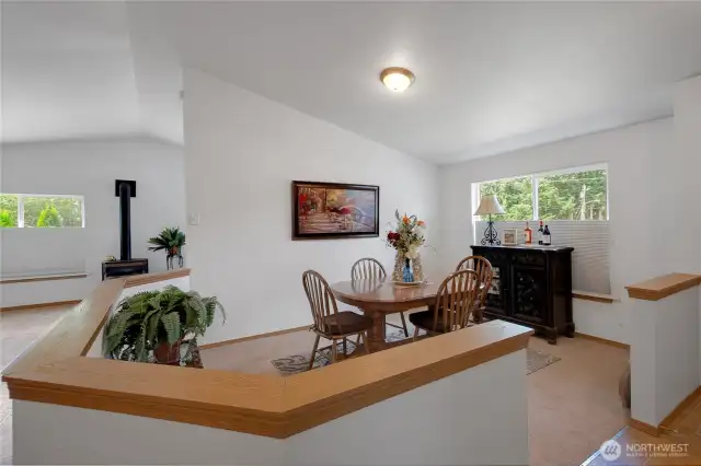 Nice sized dining room with pony wall so that the homes floorplan is very open. Great for entertaining.
