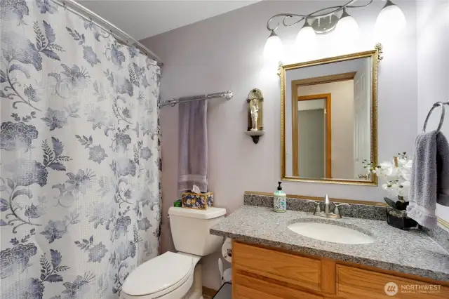 Main Hall bathroom with granite counter tops.