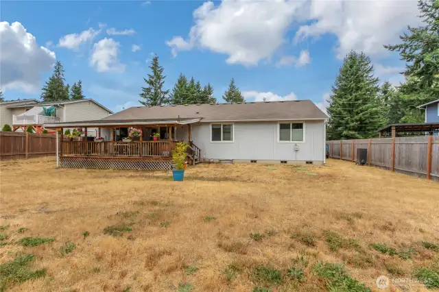 Nice sized private backyard with the covered Deck. Great home for entertaining.