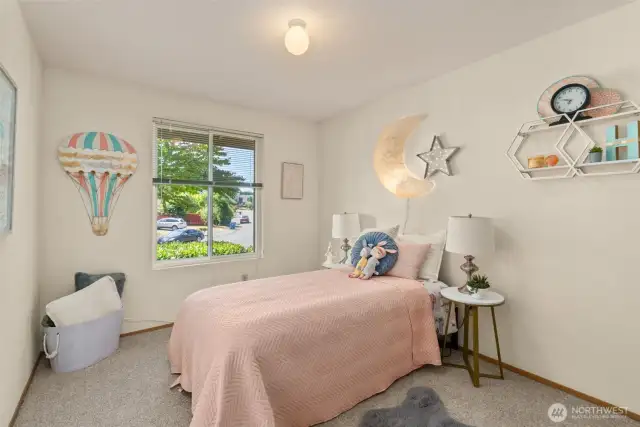 Second bedroom with  new carpet.