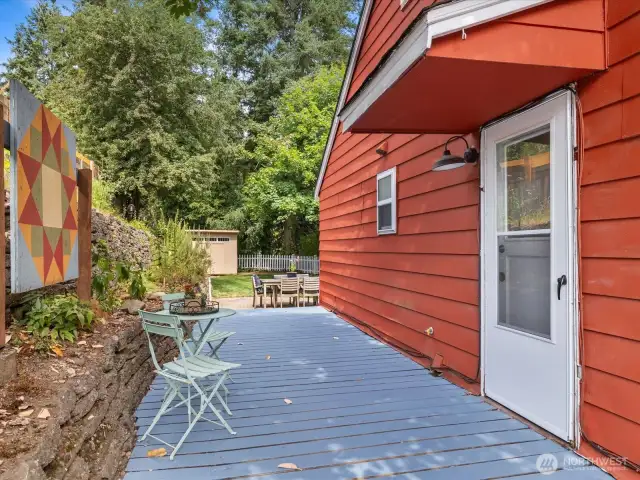 Enjoy your morning coffee or afternoon tea on the peaceful deck just off the back of the house.