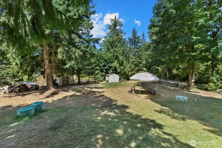 Fenced yard with gazebo/firepit